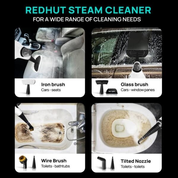 Redhut Handheld Steam Cleaner – Pressurized Multi-Surface Steamer with 12 Accessories for Floor, Kitchen & Home Cleaning - Image 4