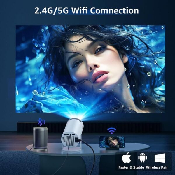Ntaanoo Mini Projector 2025 – 4K Supported, Portable Smart Projector with WiFi 6 & BT5.0, Auto Keystone, 360° Rotatable for Phone, TV Stick & Laptop - Image 4